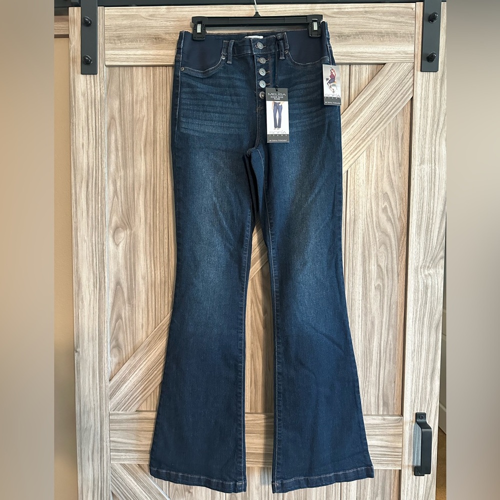 Women's Maternity Blue Flare Jeans